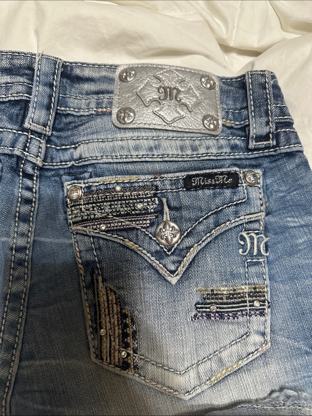 Miss Me Light Blue Distressed Denim Jean Shorts - Picture 3 of 5